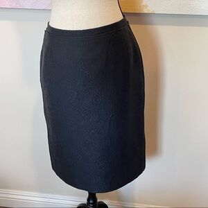 Carolina Herrera Womens Knee Length Pencil Skirt Black Paisley Embossed Sz 6.